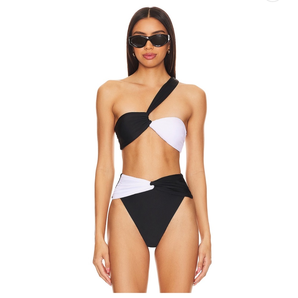Tularosa Macey Top! Black and White Asymmetrical Bikini